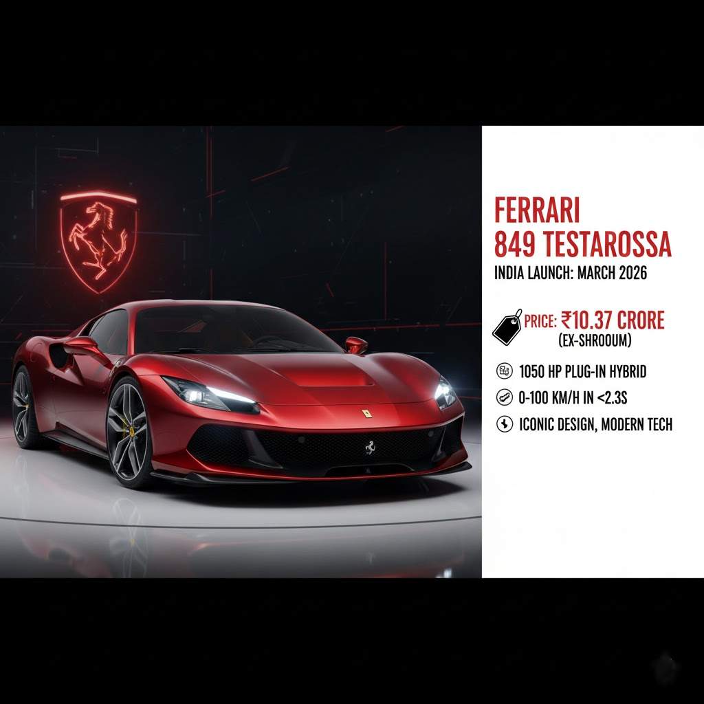 "Ferrari 849 Testarossa: The Iconic 'Red Head' Returns to India with 1,050 HP at ₹10.37 Crore"