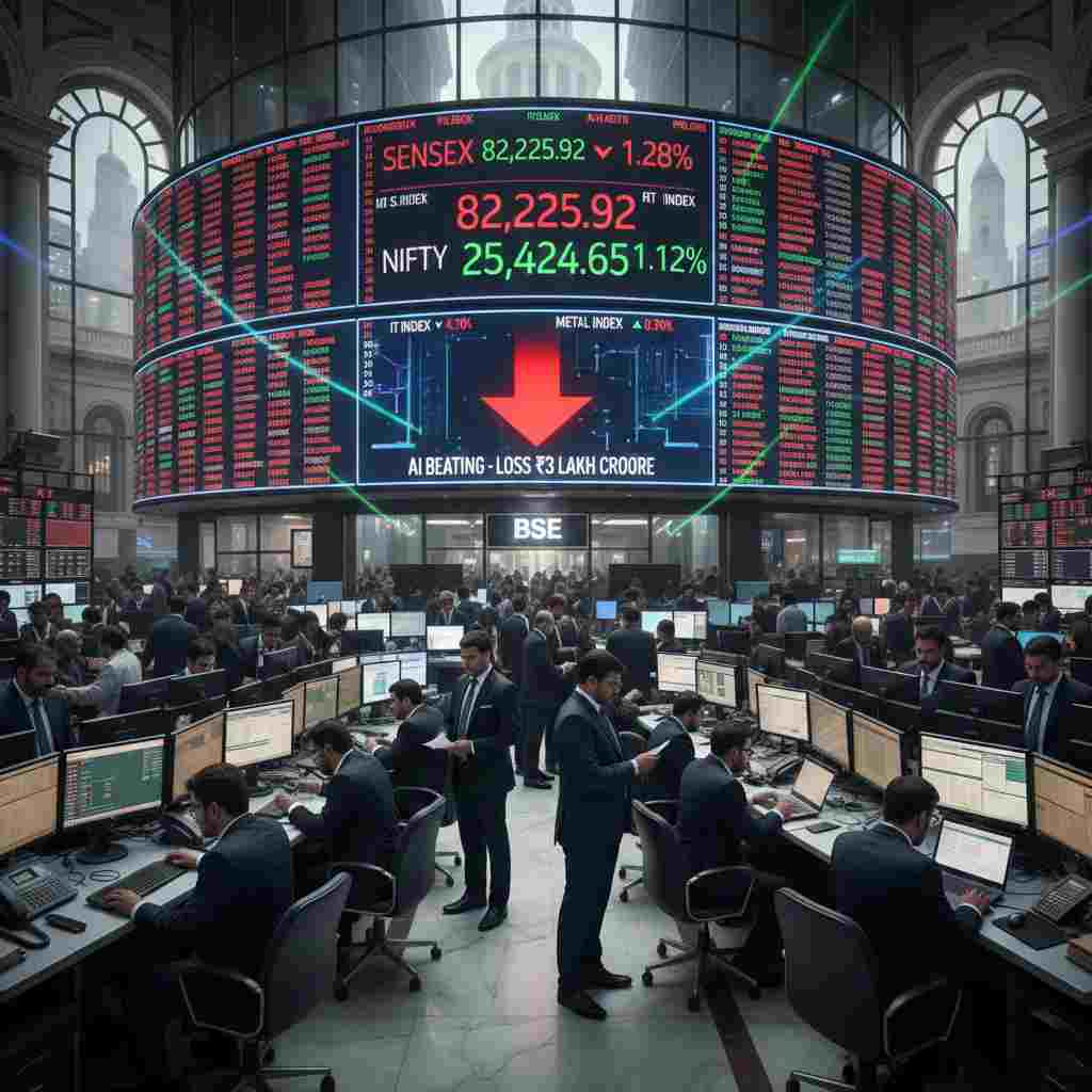 Stock Market Panic : Sensex Crumbles 1,069 Points as AI Fears and Global Tensions Spook Investors