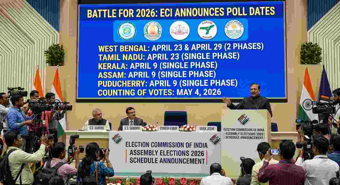 Battle for 2026: ECI Announces Assembly Election Dates for West Bengal, Tamil Nadu, Kerala, Assam, and Puducherry