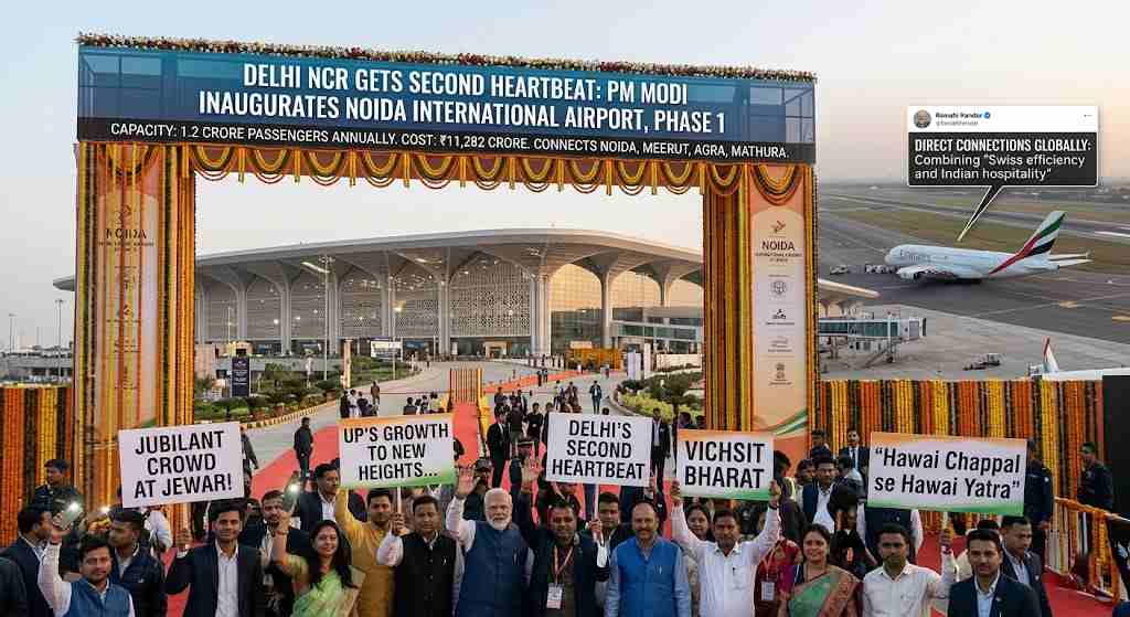 "Delhi’s Second Heartbeat": PM Modi Inaugurates Phase 1 of Noida International Airport at Jewar
