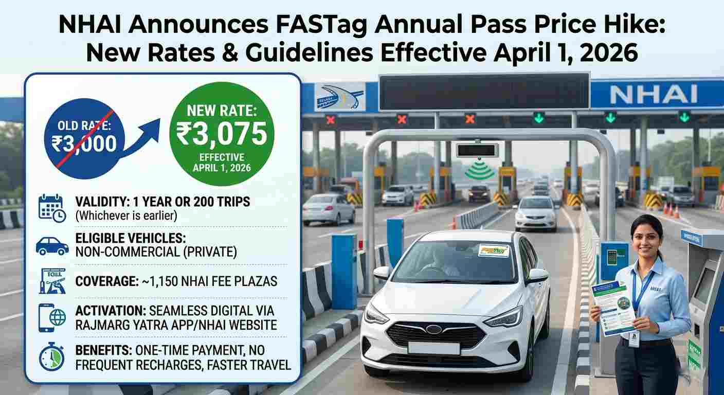 NHAI Announces FASTag Annual Pass Price Hike: New Rates and Guidelines Effective April 1, 2026