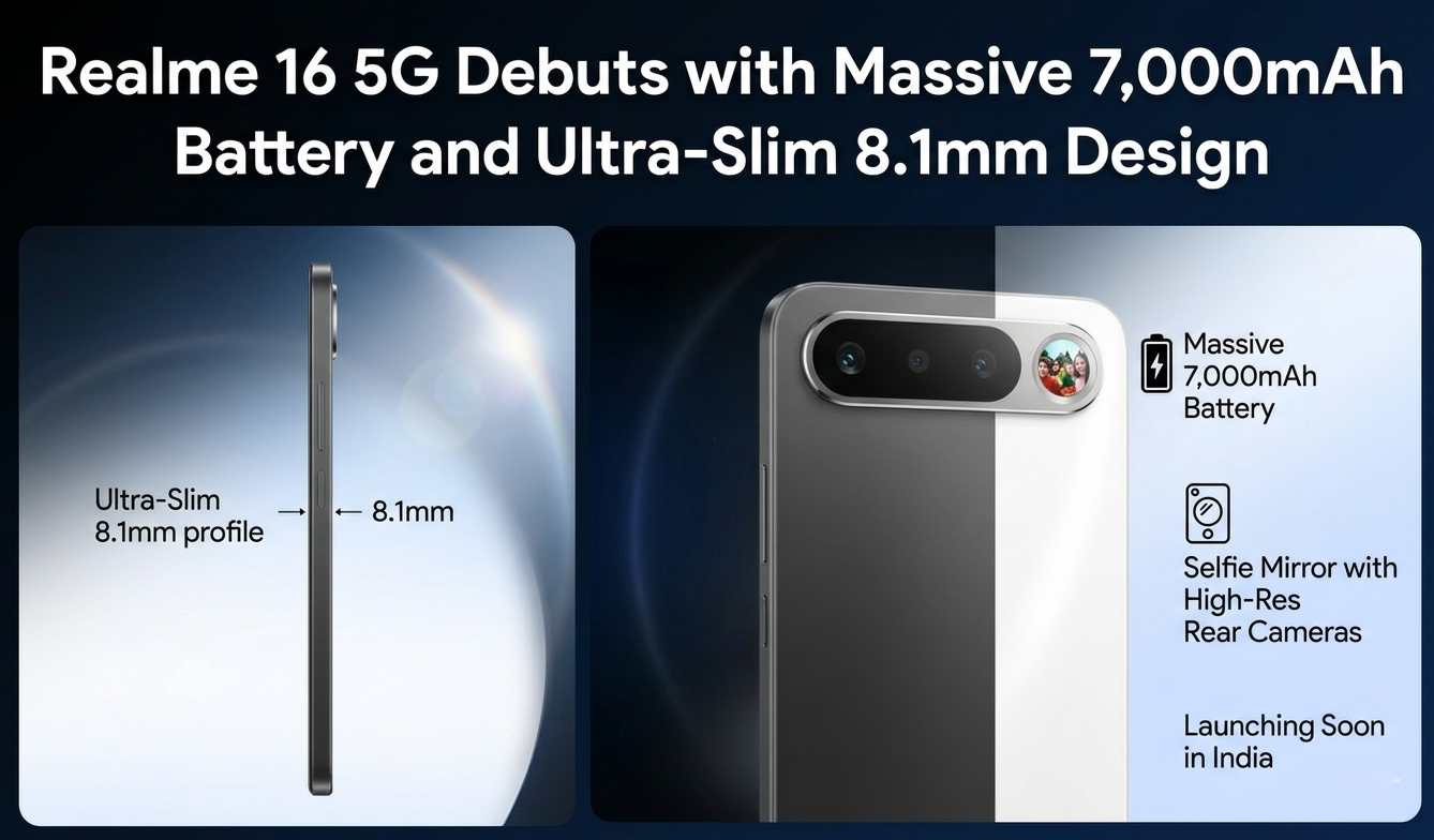 Realme 16 5G Debuts with Massive 7,000mAh Battery and Ultra-Slim 8.1mm Design