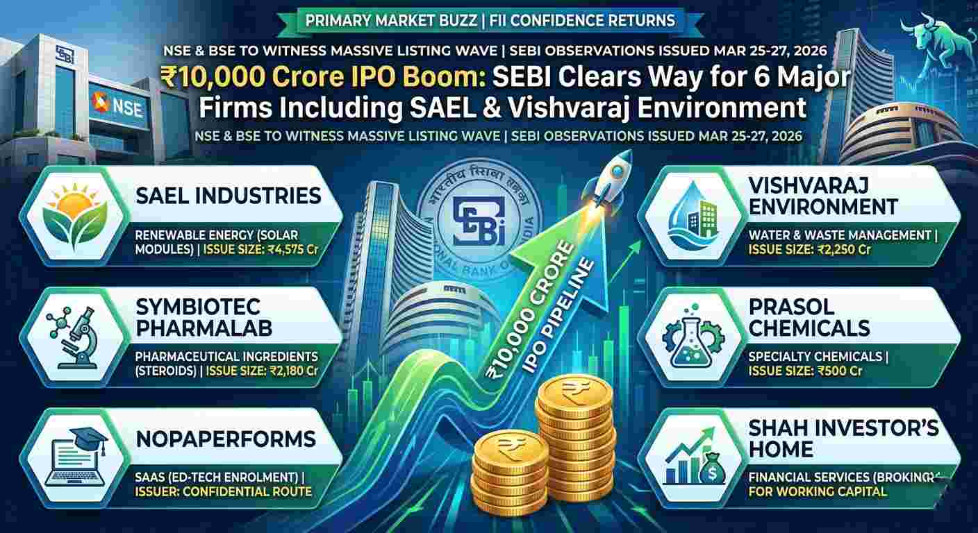 ₹10,000 Crore IPO Boom: SEBI Clears Way for 6 Major Firms Including SAEL & Vishvaraj Environment