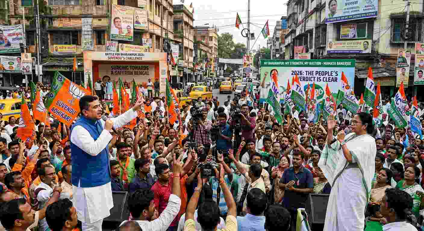 Battle for Bhabanipur: Suvendu Adhikari Challenges Mamata Banerjee in Her Bastion as BJP Unveils 2026 Strategy