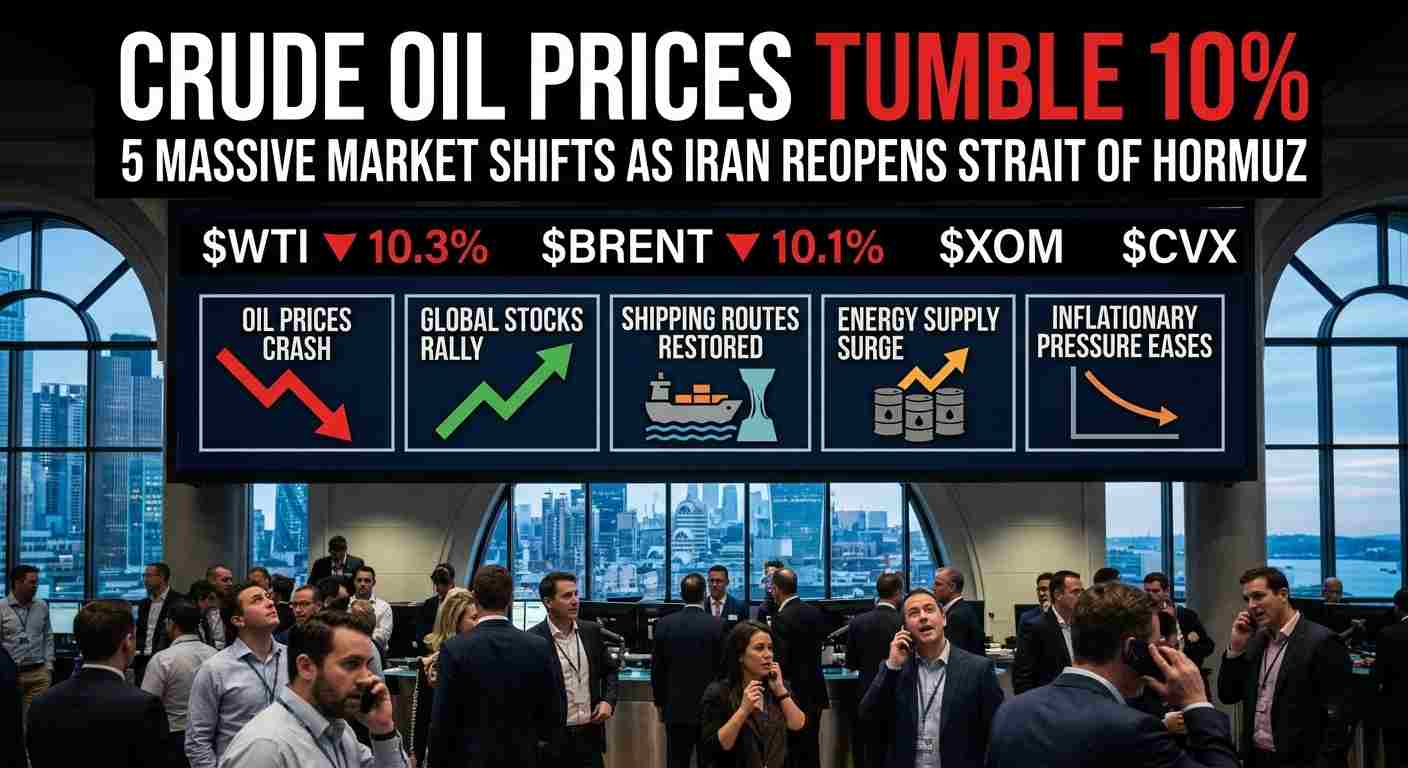 Crude Oil Prices Tumble 10%: 5 Massive Market Shifts as Iran Reopens Strait of Hormuz