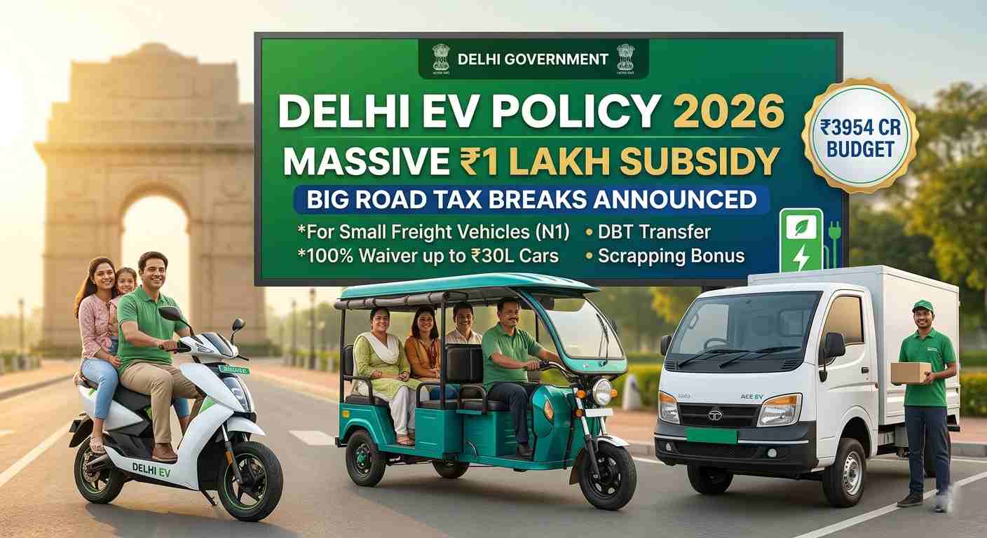 Delhi EV Policy 2026: Massive ₹1 Lakh Subsidy and Big Road Tax Breaks Announced
