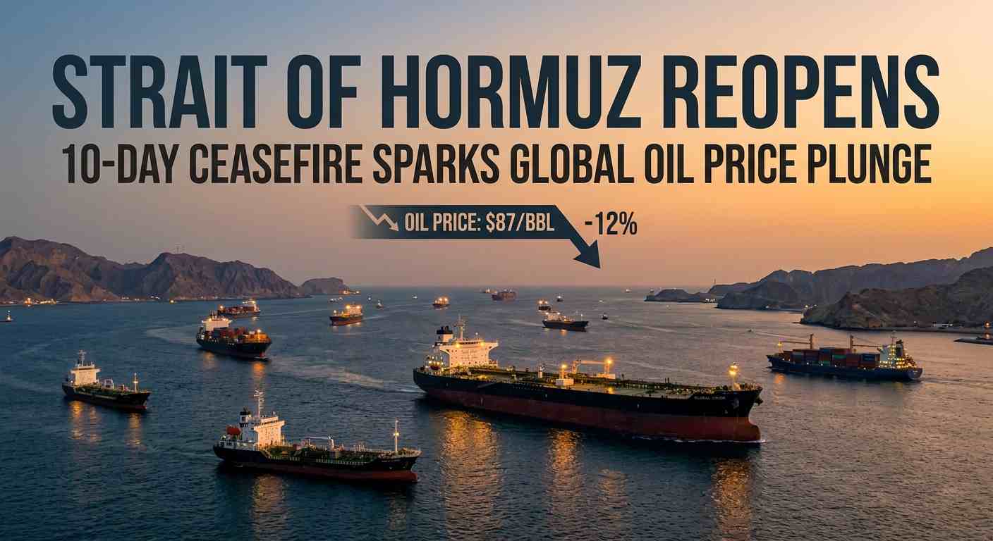 Strait of Hormuz Reopens: 10-Day Ceasefire Sparks Global Oil Price Plunge
