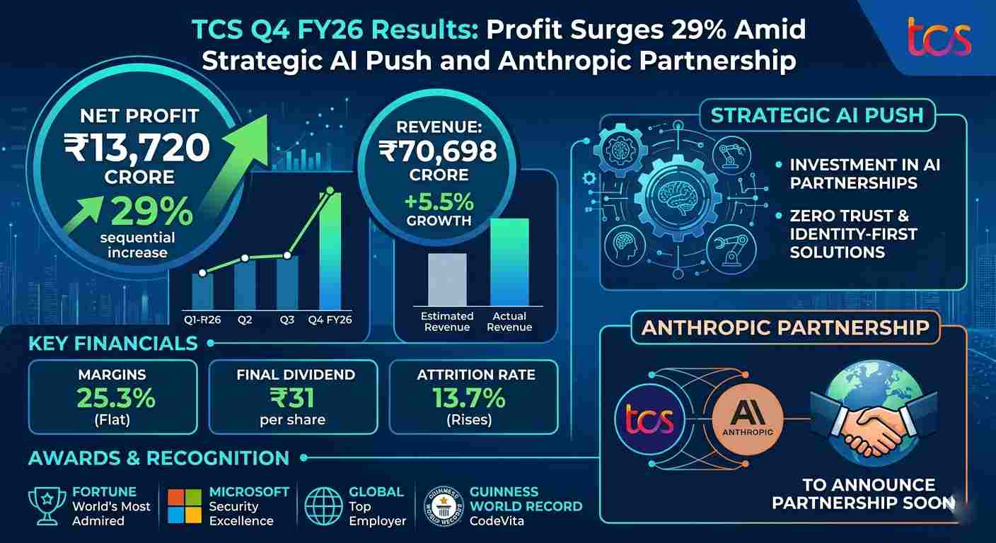 TCS Q4 FY26 Results: Profit Surges 29% Amid Strategic AI Push and Anthropic Partnership