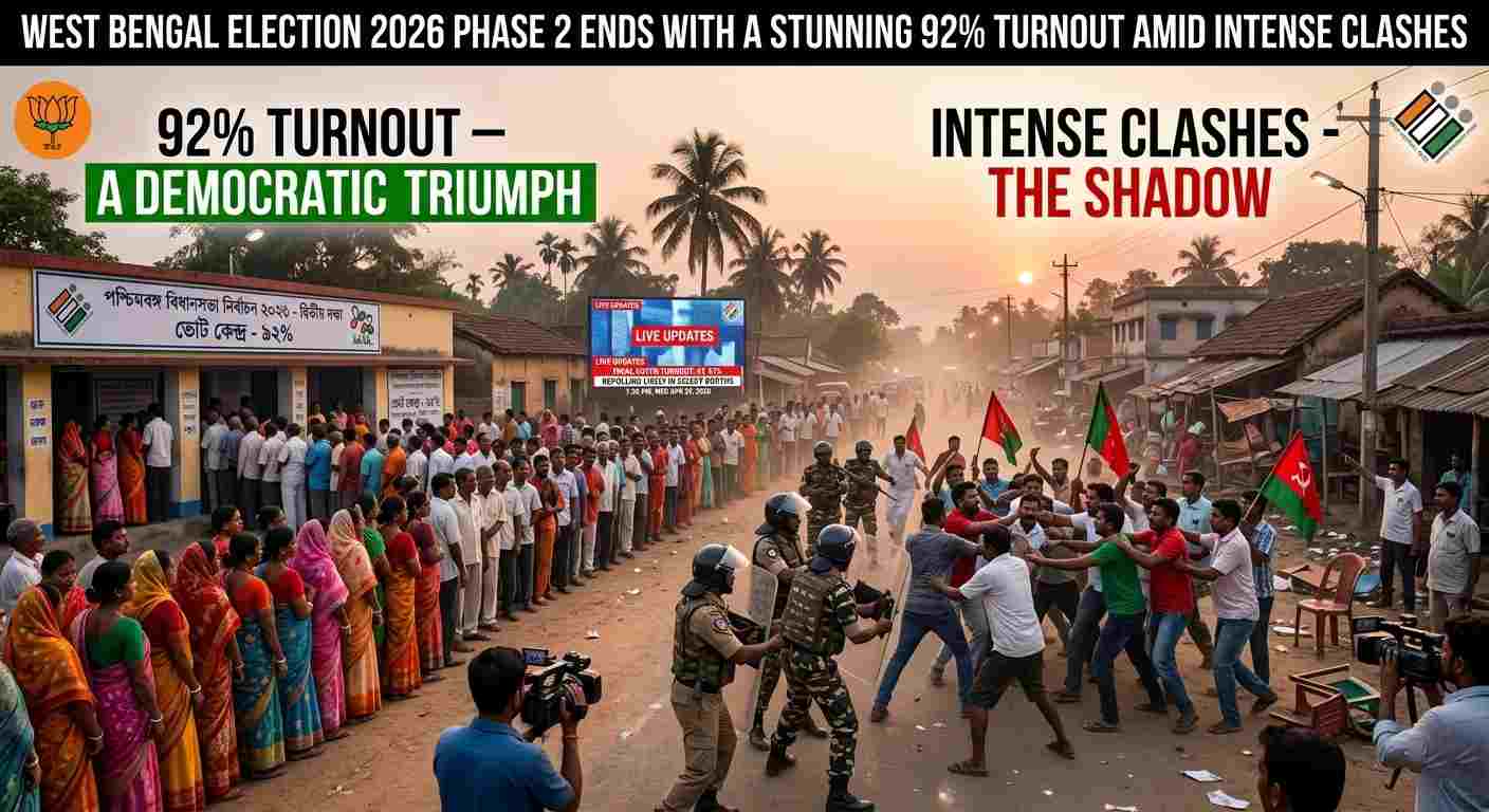 West Bengal Election 2026 Phase 2 Ends with a Stunning 92% Turnout Amid Intense Clashes