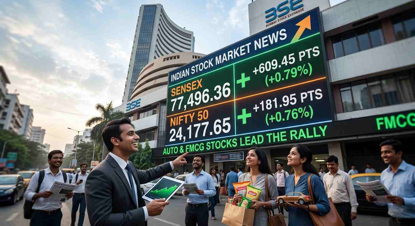Indian Stock Market : Sensex and Nifty Surge to New Heights as Auto and FMCG Stocks Lead the Rally