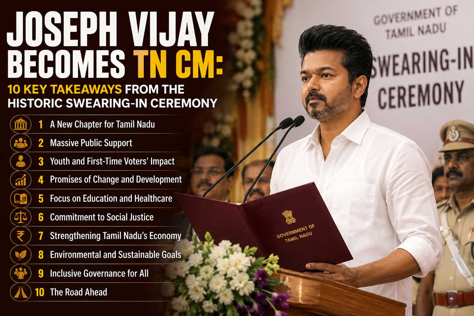 JJoseph Vijay Tamil Nadu CM: 10 Key Takeaways from the Historic Swearing-In Ceremony