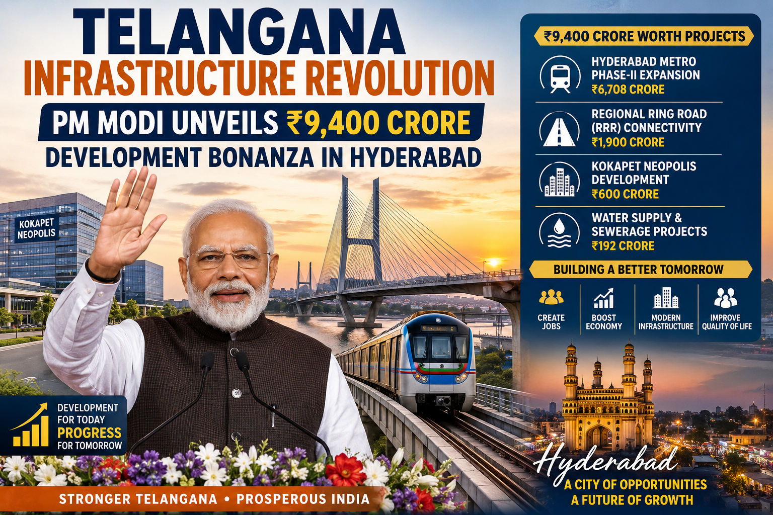 Telangana Infrastructure Revolution: PM Modi Unveils ₹9,400 Crore Development Bonanza in Hyderabad
