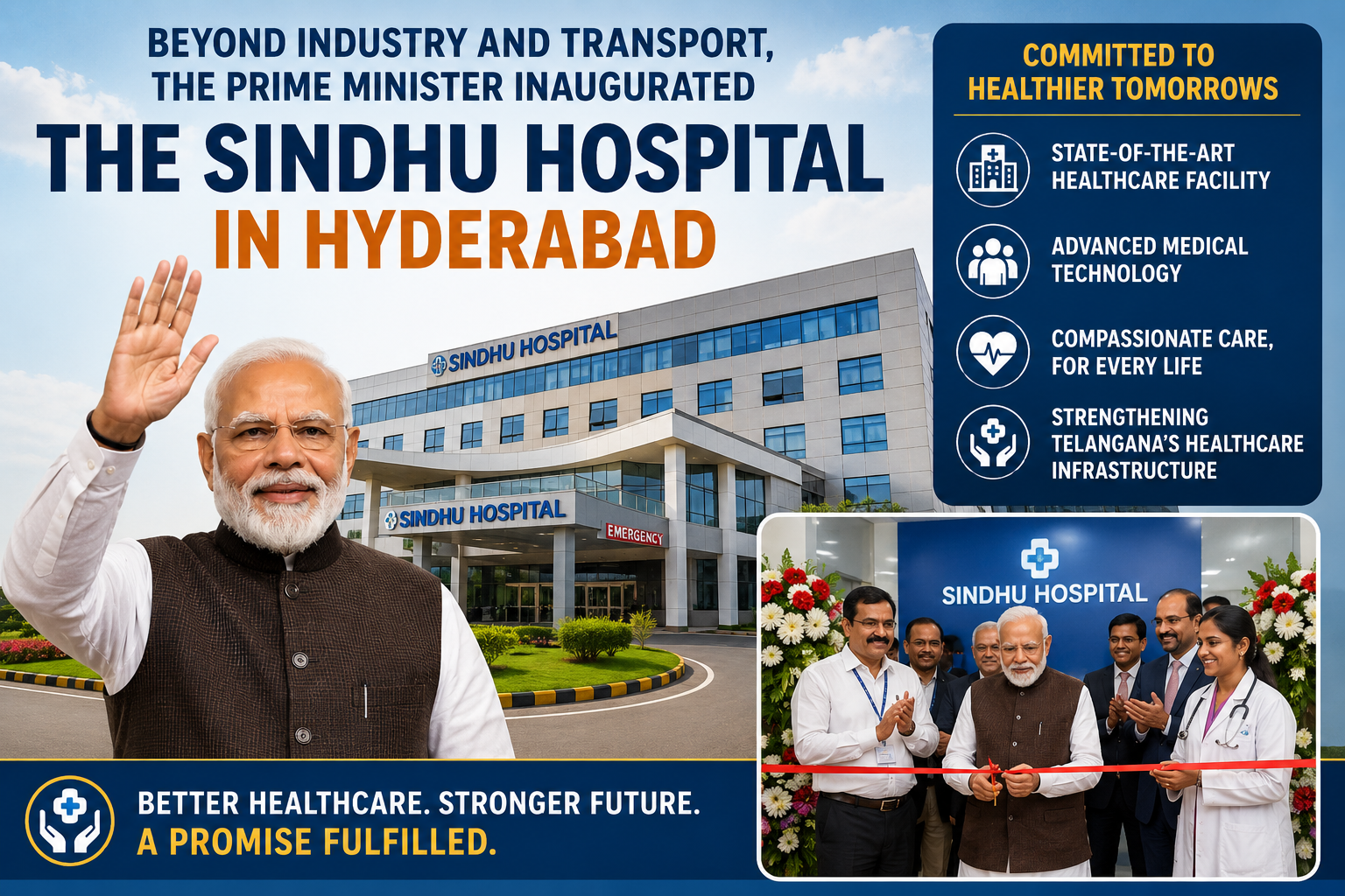 the Prime Minister inaugurated the Sindhu Hospital in Hyderabad.