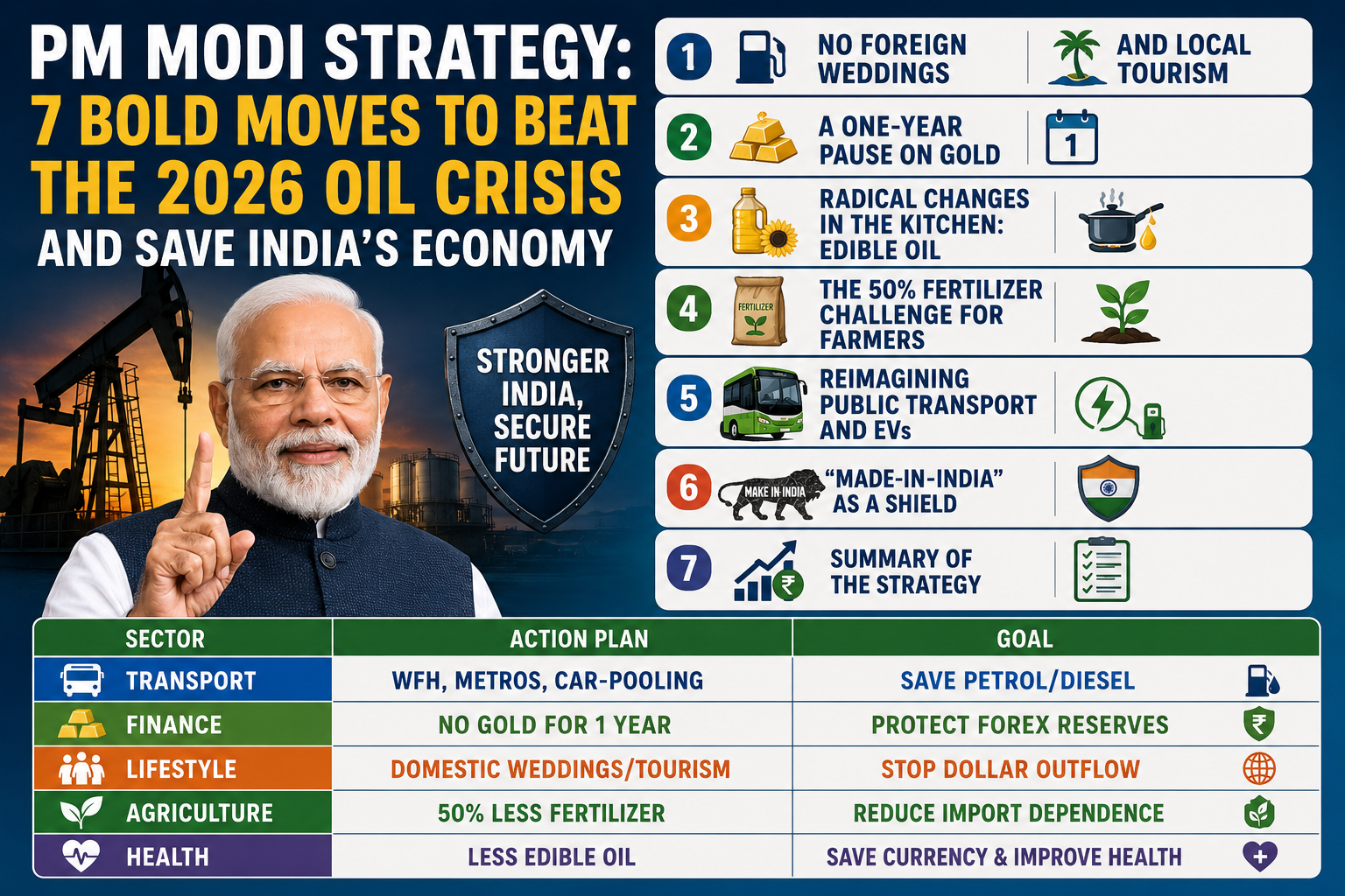 PM Modi Strategy: 7 Bold Moves to Beat the 2026 Oil Crisis and Save India’s Economy