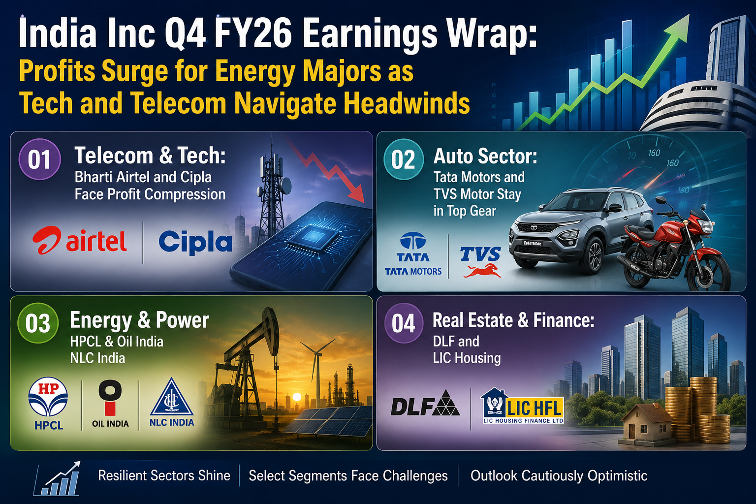 Q4 FY26 results: Profit Surges for HPCL & Tata Motors; Airtel & Cipla Under Pressure