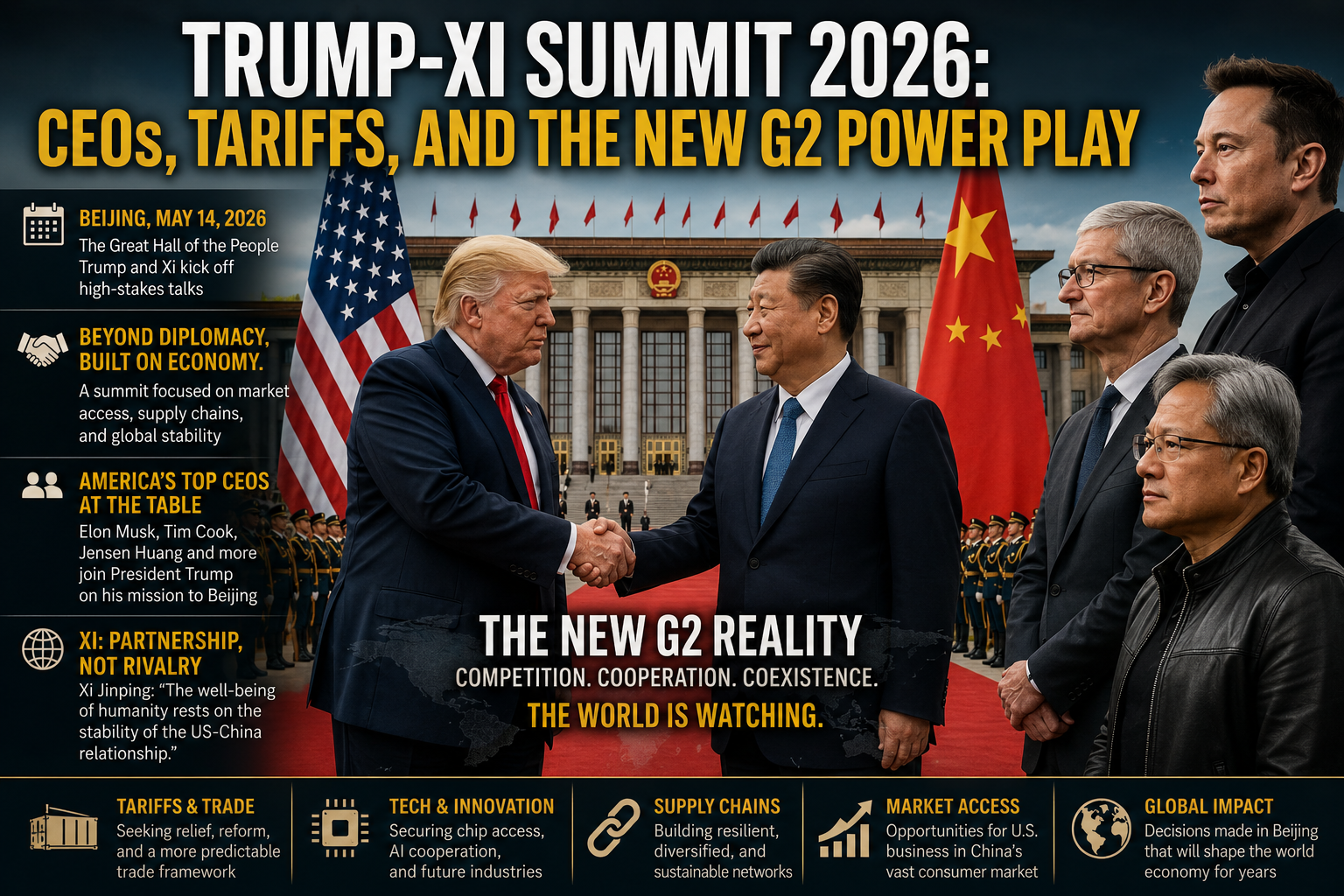 Trump-Xi Summit 2026: CEOs, Tariffs, and the New G2 Power Play in Beijing