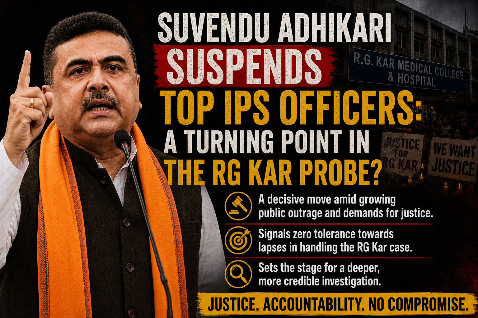 Suvendu Adhikari Suspends Top IPS Officers: A Turning Point in the RG Kar Probe?