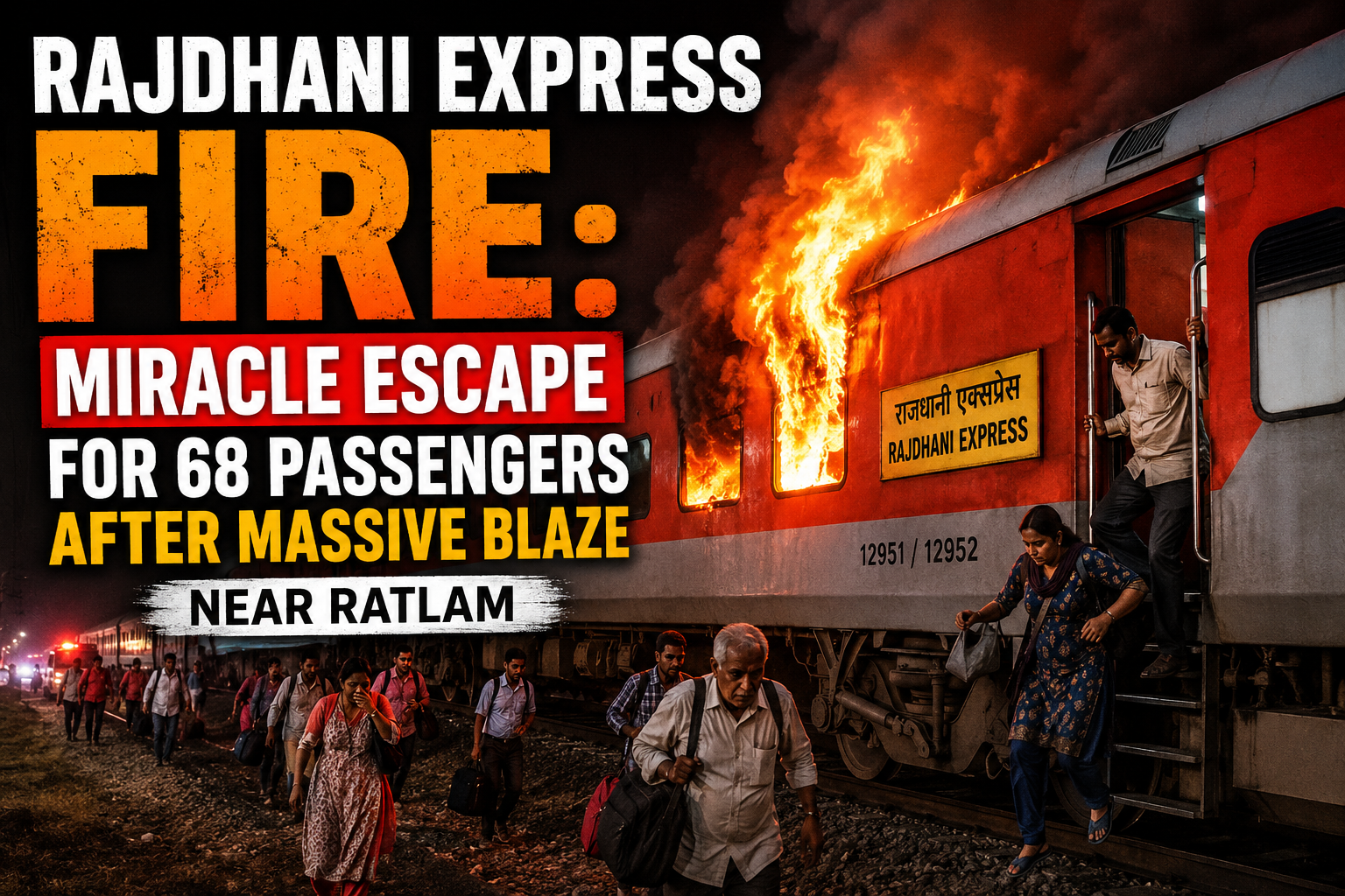 Rajdhani Express Fire: Miracle Escape for 68 Passengers After Massive Blaze Near Ratlam