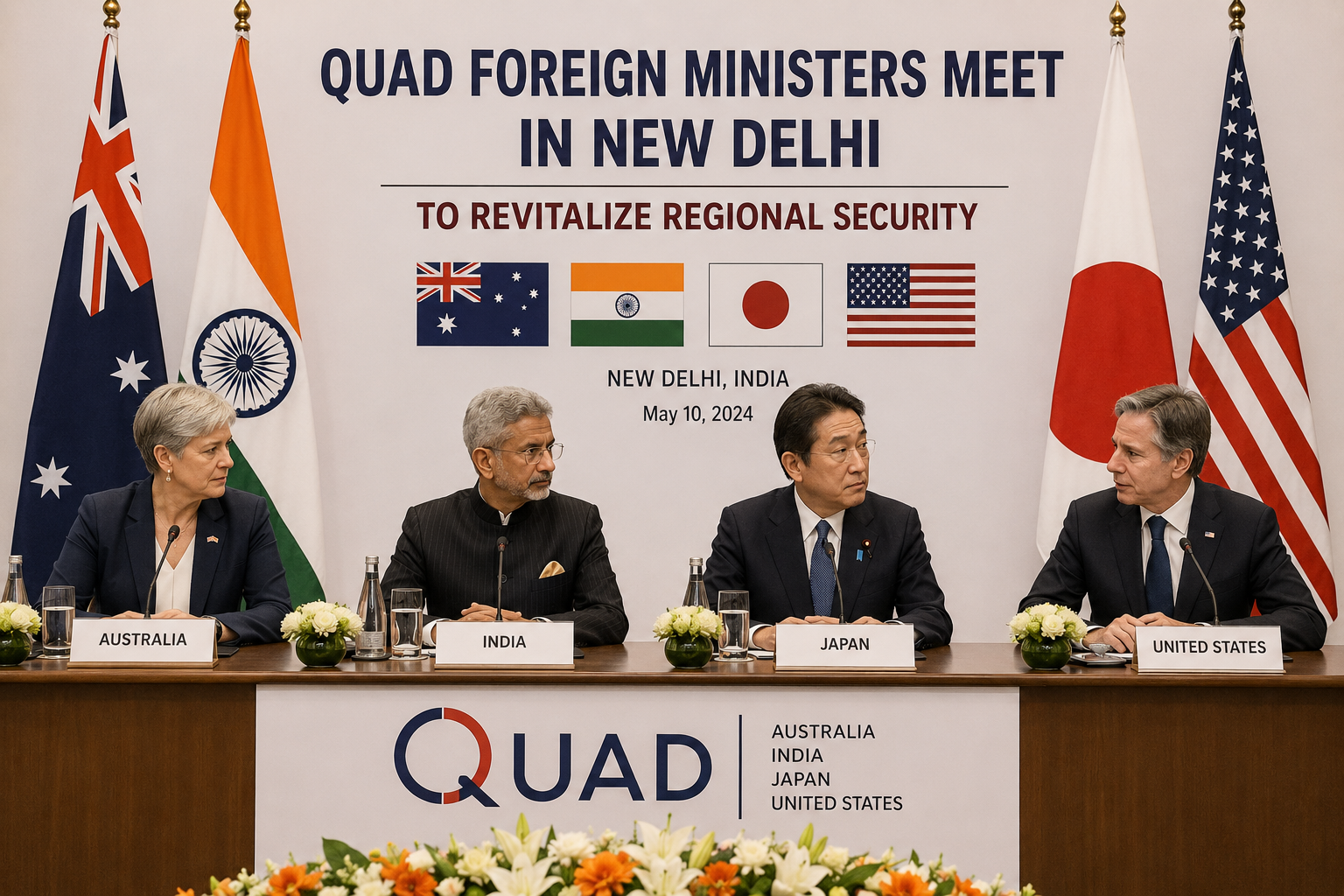 Quad Foreign Ministers Meet in New Delhi to Revitalize Regional Security