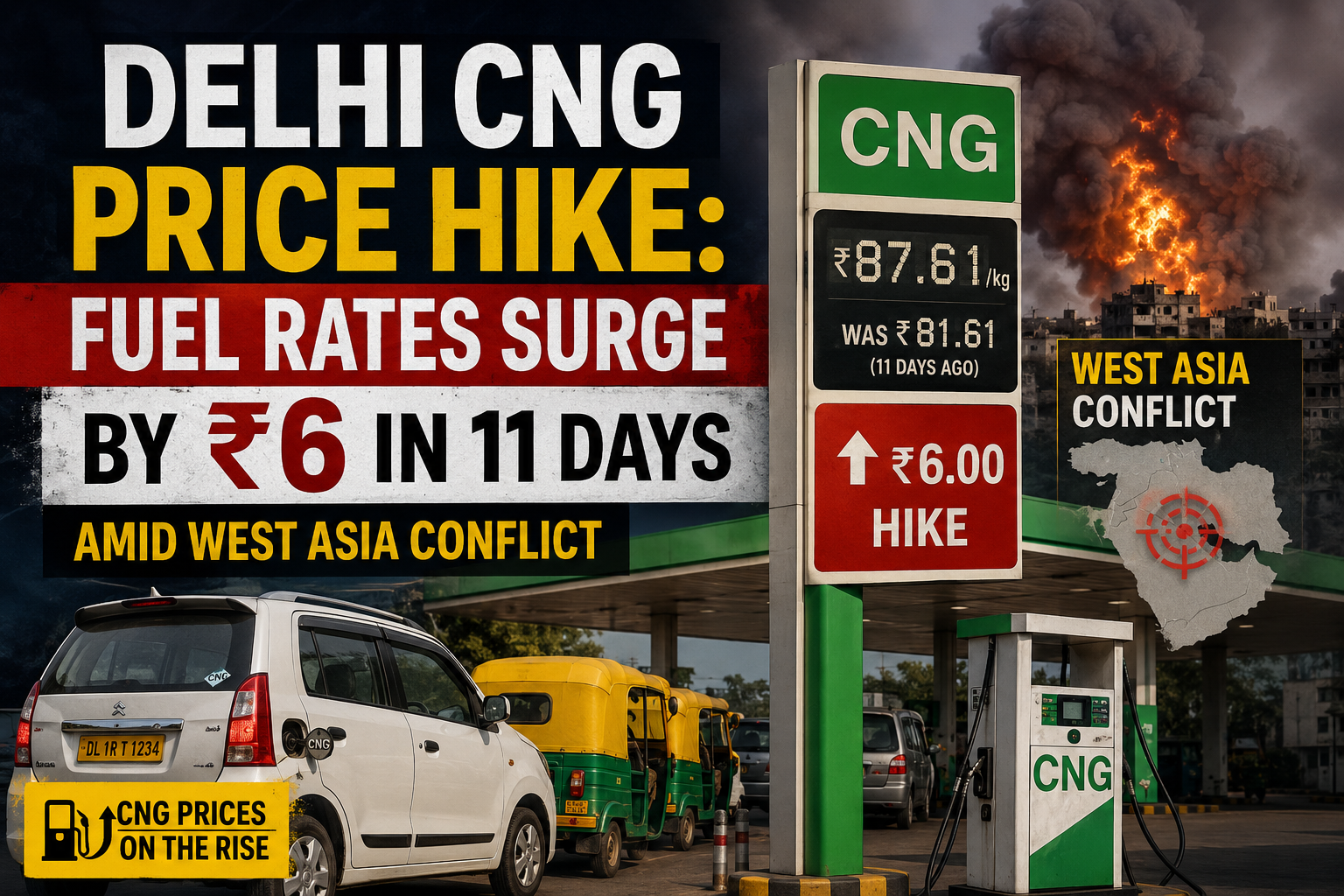 Delhi CNG Price Hike: Fuel Rates Surge by ₹6 in 11 Days Amid West Asia Conflict