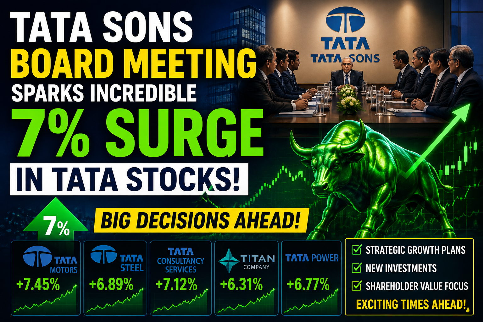 Tata Sons Board Meeting Sparks Incredible 7% Surge in Tata Stocks: Big Decisions Ahead!