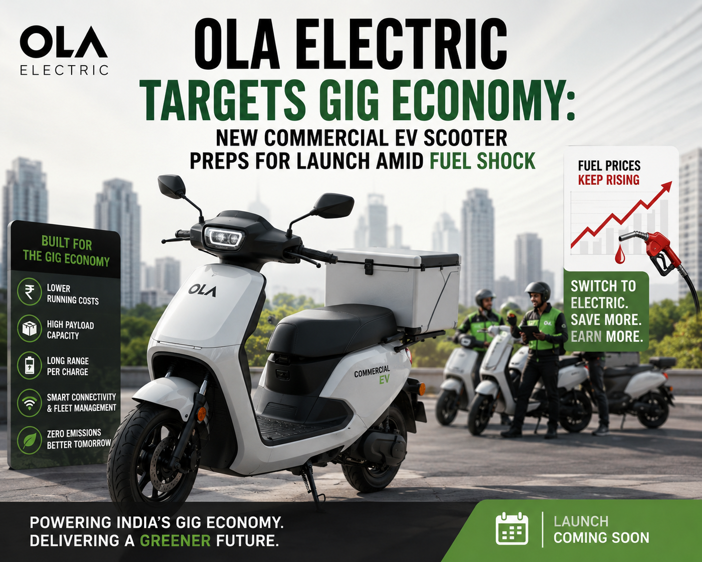 Ola Electric Targets Gig Economy: New Commercial EV Scooter Preps for Launch Amid Fuel Shock