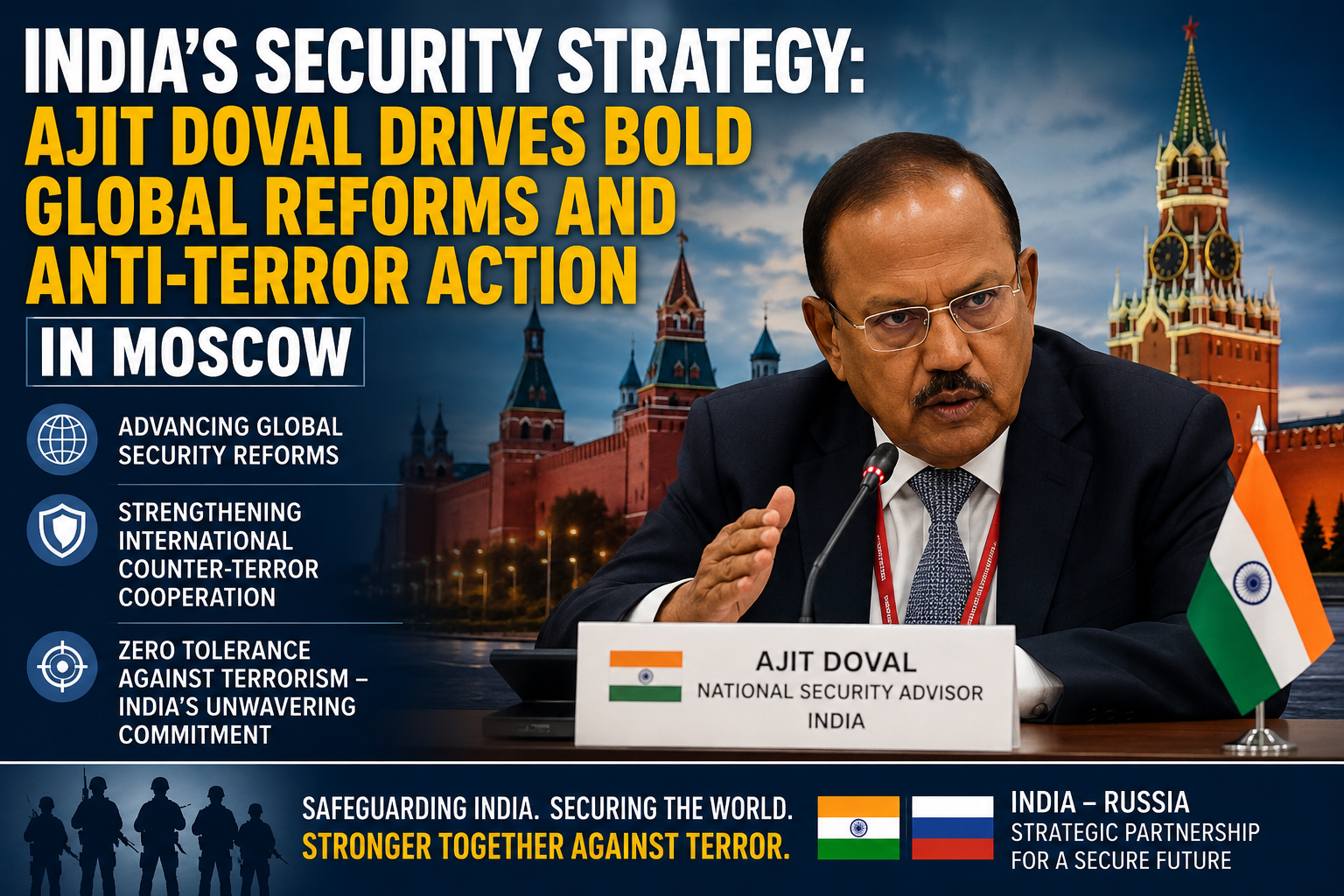 India’s Security Strategy: Ajit Doval Drives Bold Global Reforms and Anti-Terror Action in Moscow
