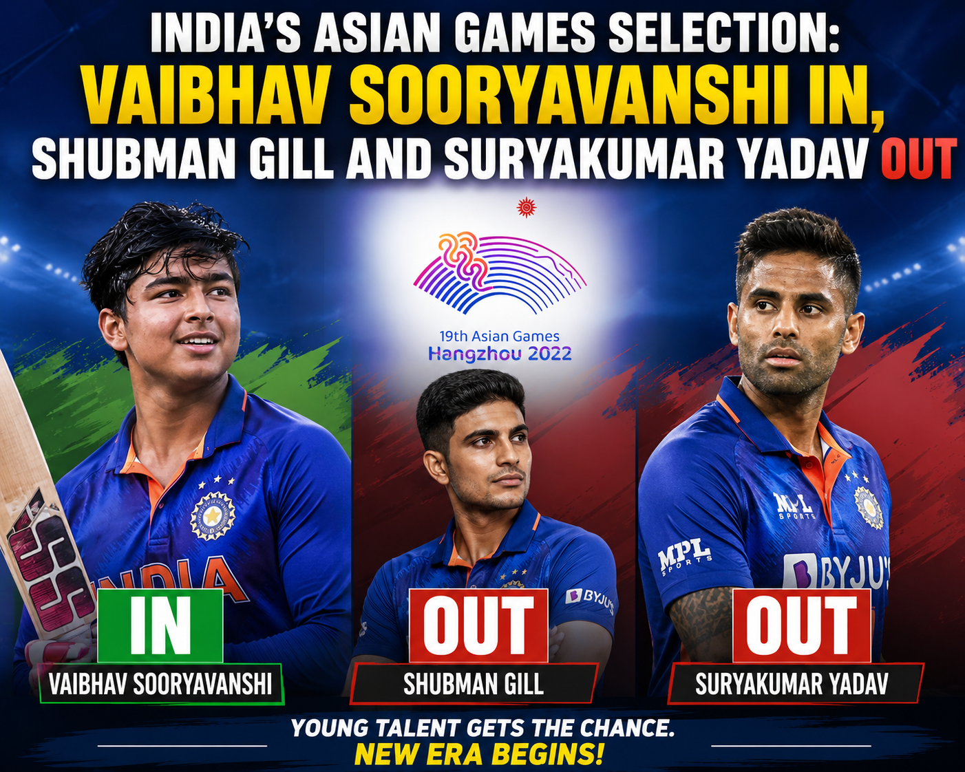 India’s Asian Games Selection: Vaibhav Sooryavanshi In, Shubman Gill and Suryakumar Yadav Out