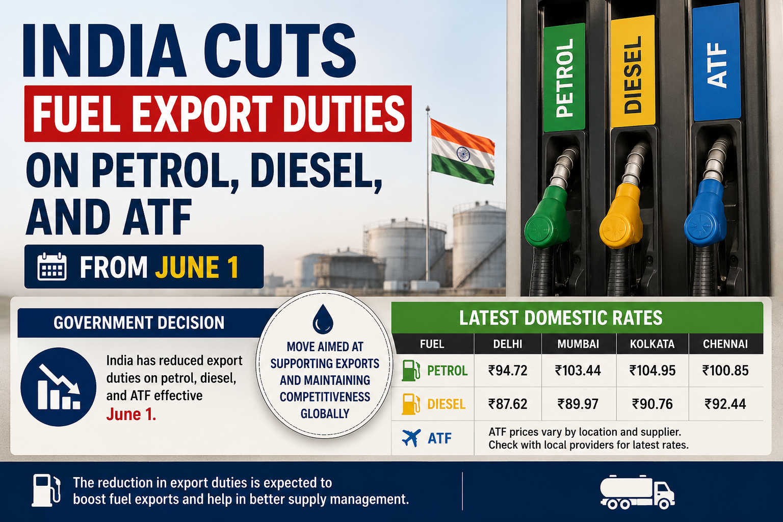 India Cuts Fuel Export Duties on Petrol, Diesel, and ATF From June 1: Check Latest Domestic Rates Here