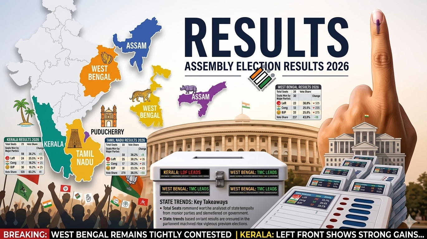 Assembly Election Results 2026: Sensational Shifts as Counting Begins Across 5 Key Regions