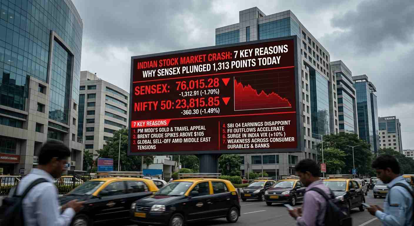 Indian Stock Market Crash: 7 Key Reasons Why Sensex Plunged 1,313 Points Today