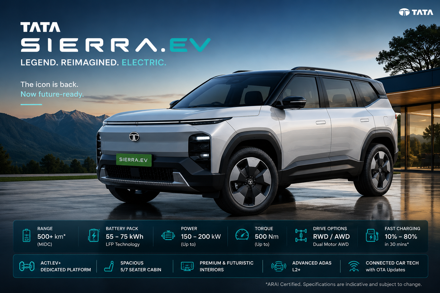 Tata Sierra EV Teaser Revealed Ahead of June 30 Debut: Iconic SUV Goes Electric!