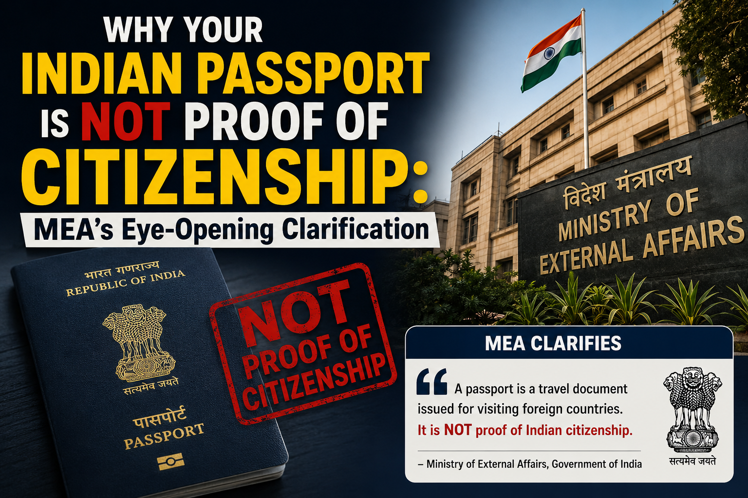 Why Your Indian Passport Is Not Proof of Citizenship: MEA’s Eye-Opening Clarification