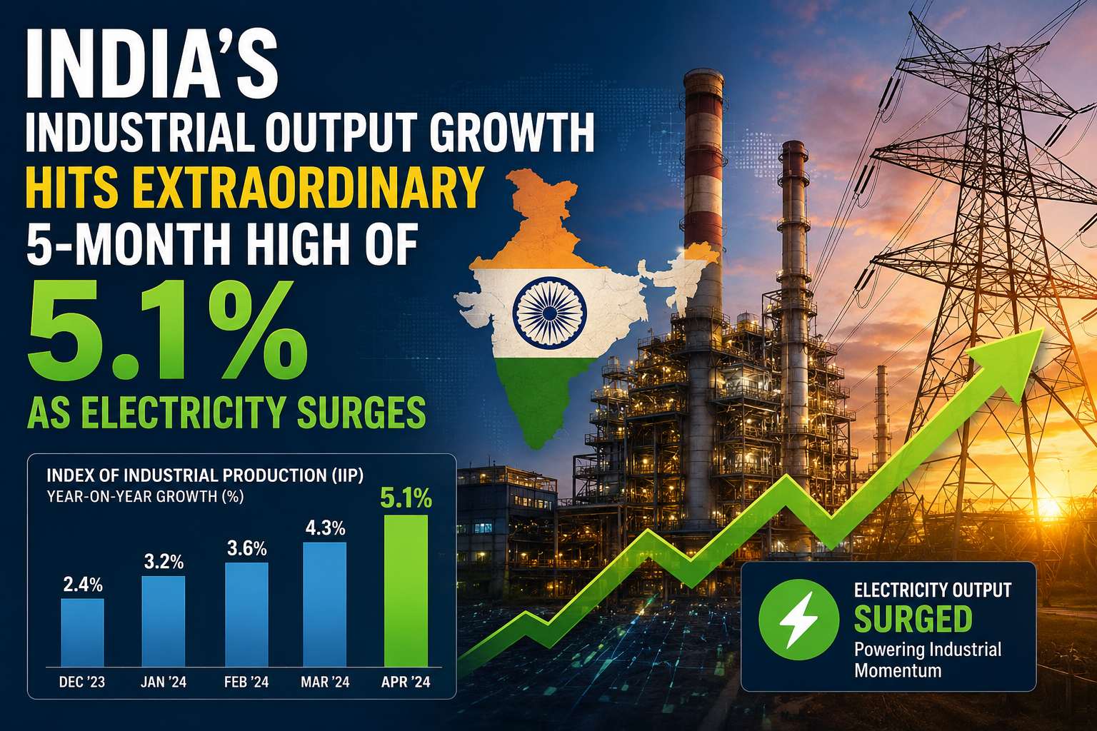 India's Industrial Output Growth Hits Extraordinary 5-Month High of 5.1% as Electricity Surges