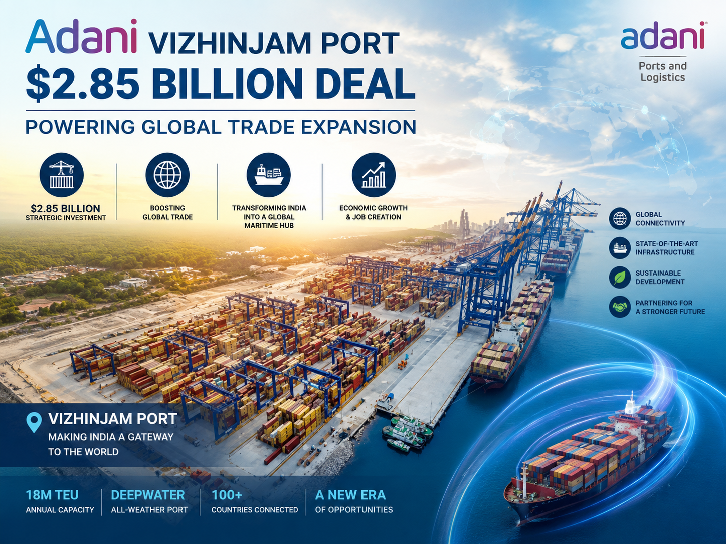 Adani Vizhinjam Port Investment: 1 Massive $2.85 Billion Deal to Triumphant Global Trade Expansion