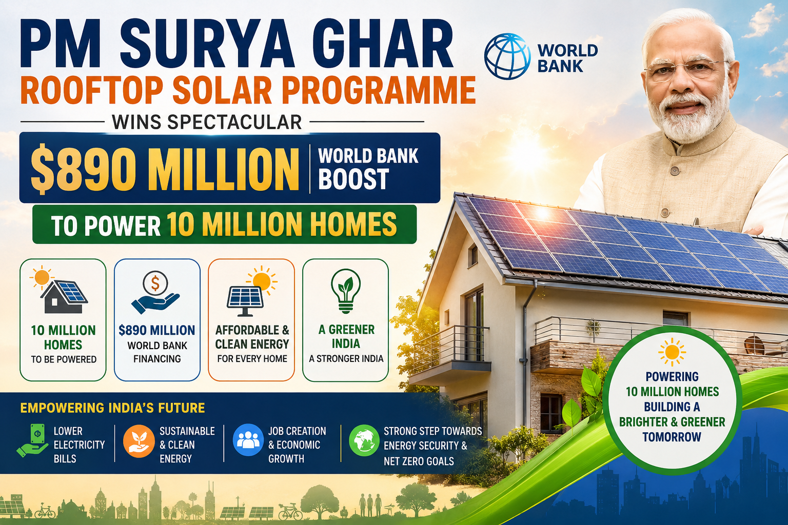 PM Surya Ghar Rooftop Solar Programme Wins Spectacular $890 Million World Bank Boost to Power 10 Million Homes