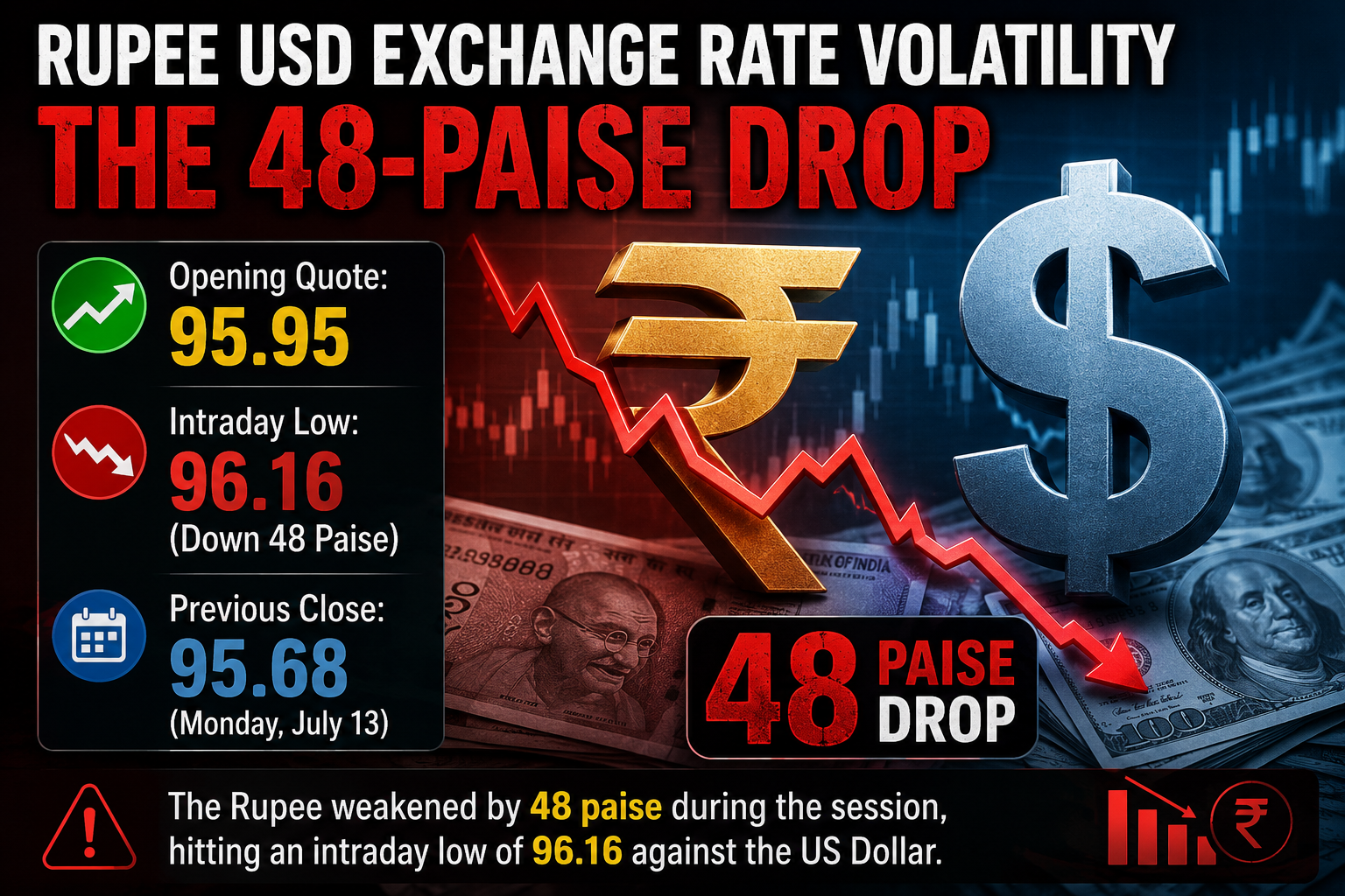 Rupee USD Exchange Rate Volatility: Sinks 48 Paise on US-Iran Strait of Hormuz Crisis