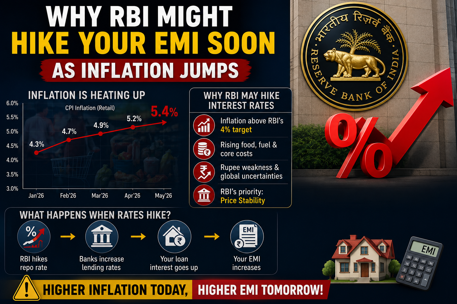India's Inflation Crisis : Why RBI might hike your EMI soon as inflation jumps