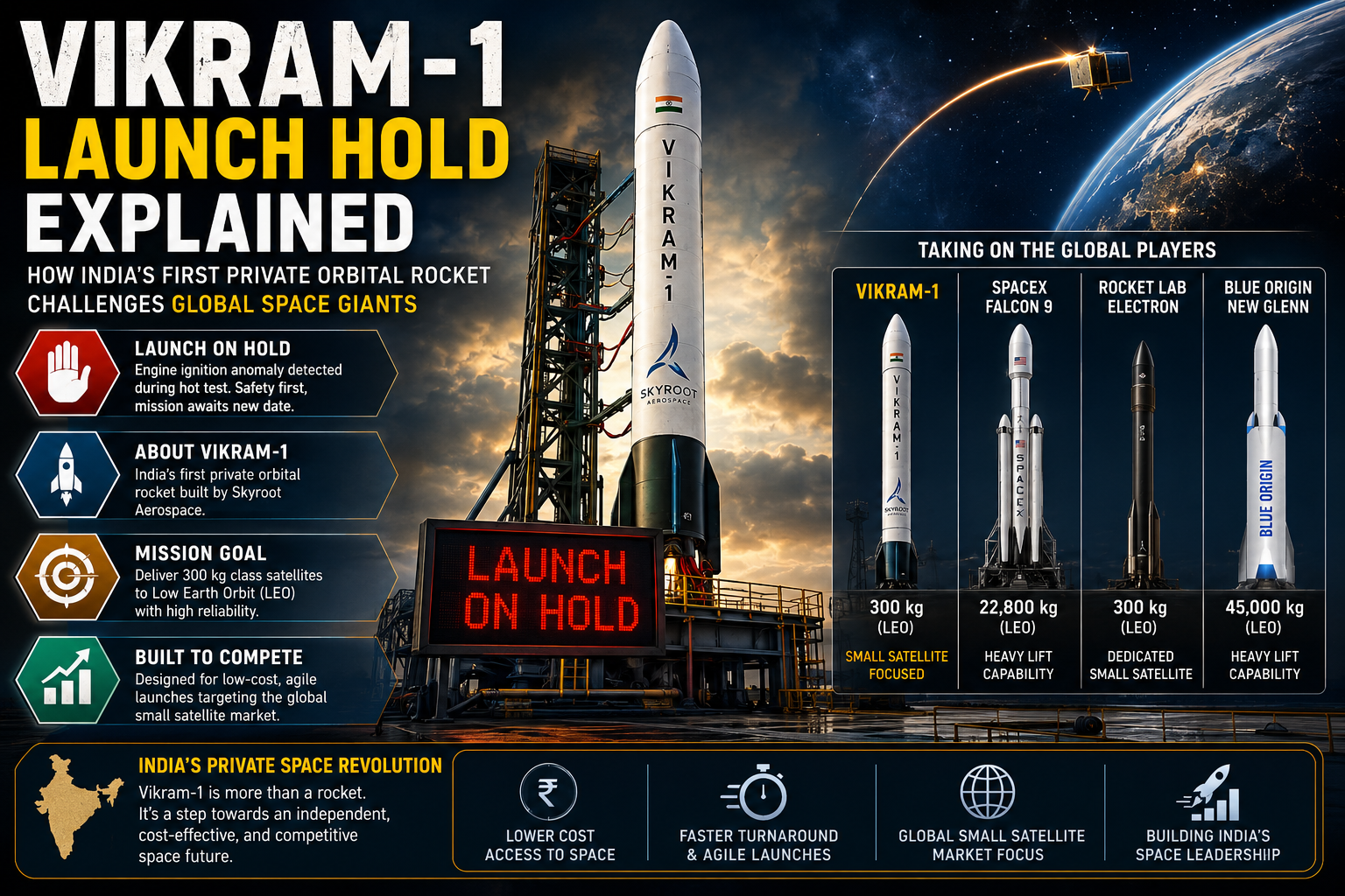 Vikram-1 Launch Hold Explained: How India's First Private Orbital Rocket Challenges Global Space Giants