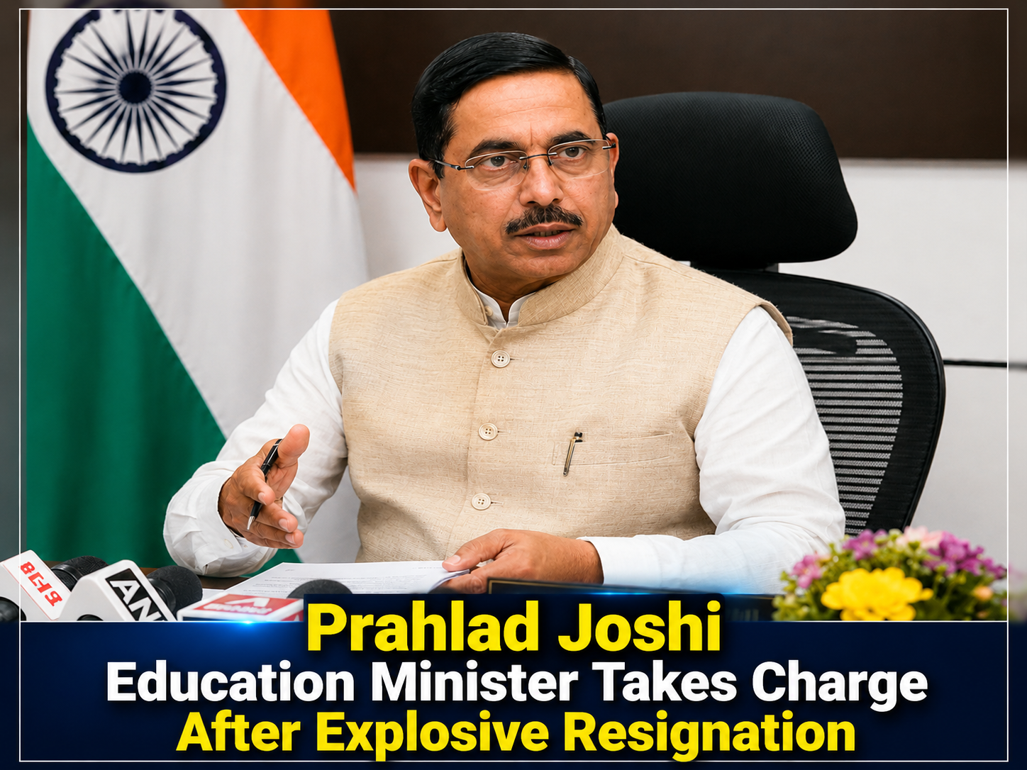 Prahlad Joshi Education Minister Takes Charge After Explosive Resignation