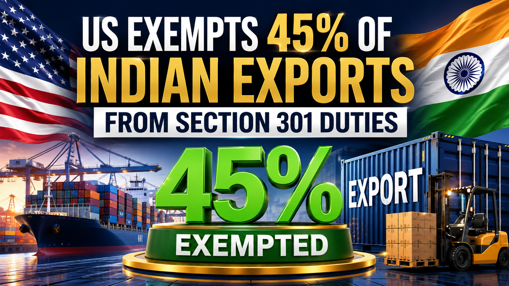 US Exempts 45% of Indian Exports from Section 301 Duties; Exemption Offers Significant Trade Boost