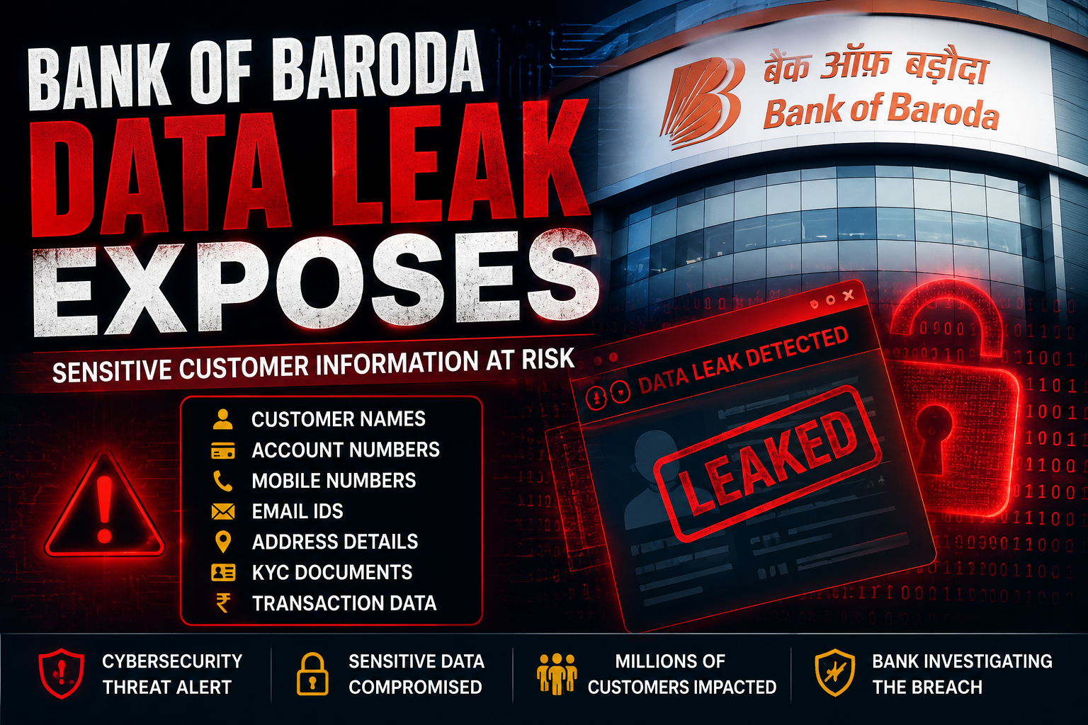 1Massive Bank of Baroda Data Leak Exposes 1TB of Sensitive Financial Records Online