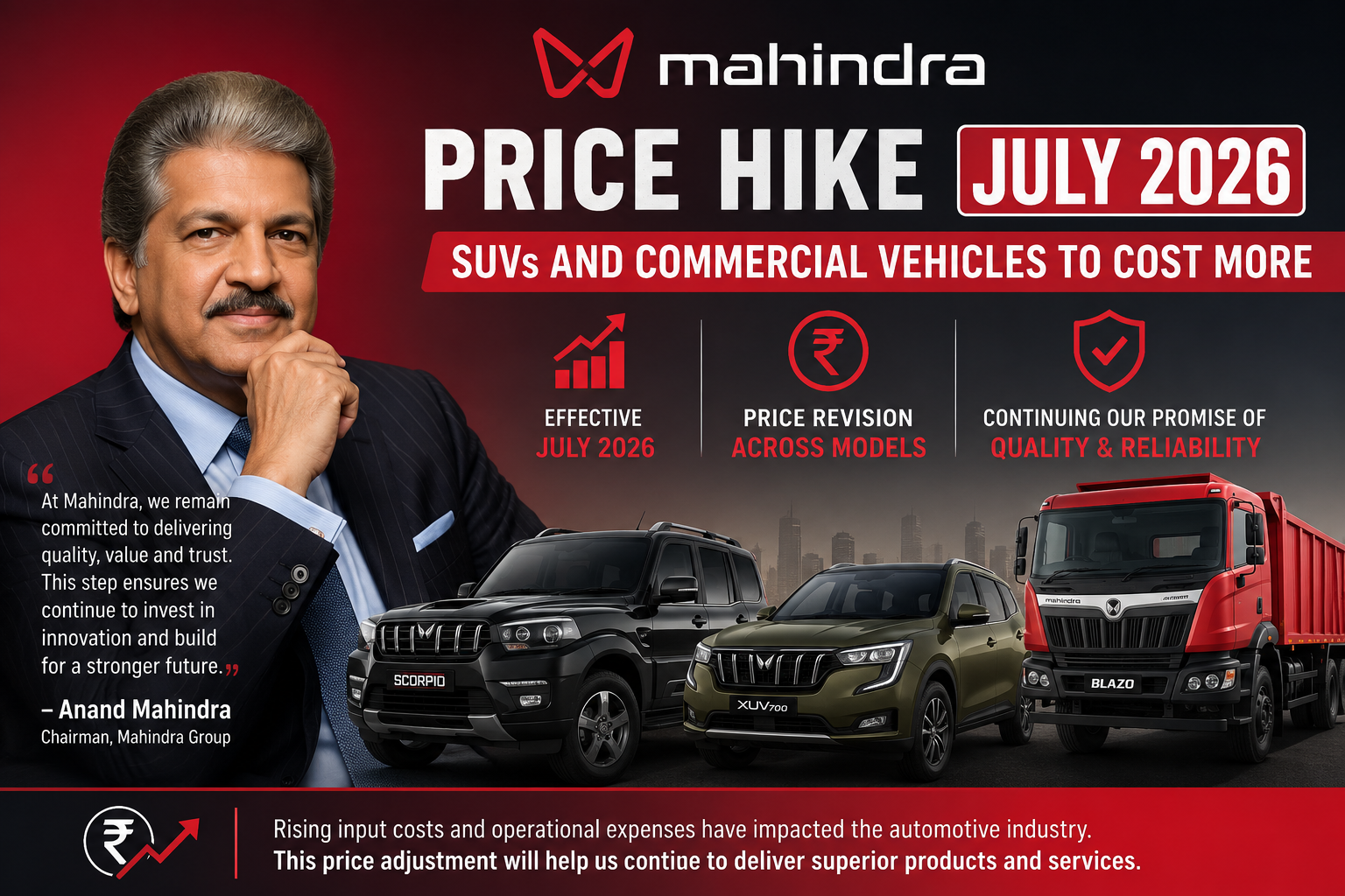 Mahindra Price Hike July 2026: SUVs and Commercial Vehicles to Cost More
