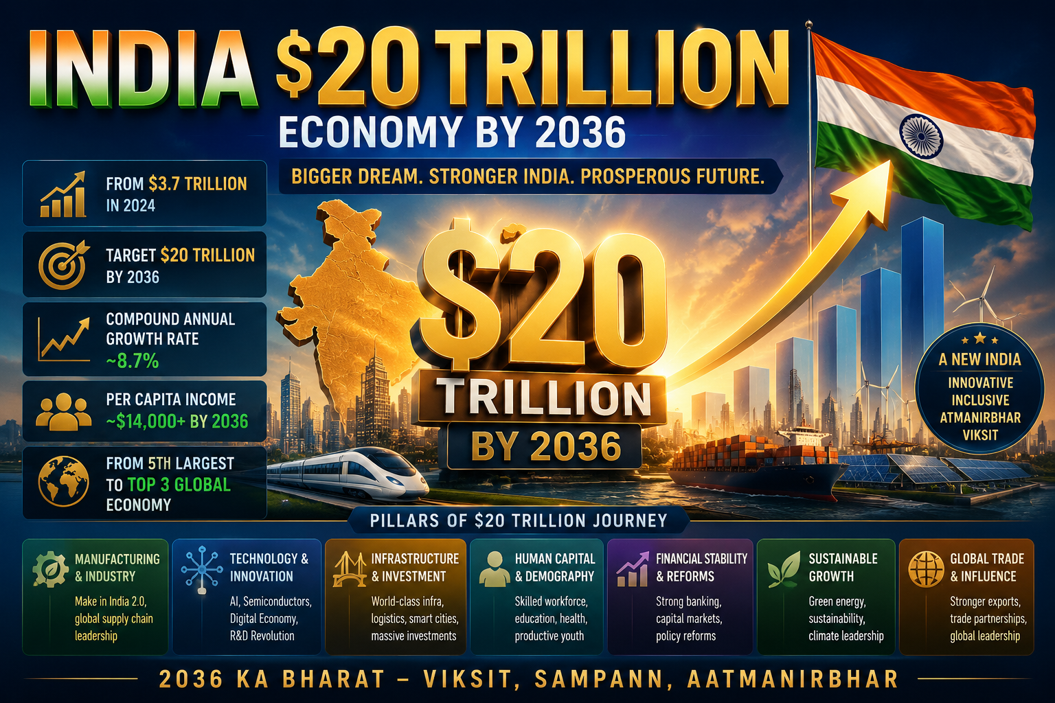 India $20 Trillion Economy by 2036: Unlocking 20 Massive Growth Reforms
