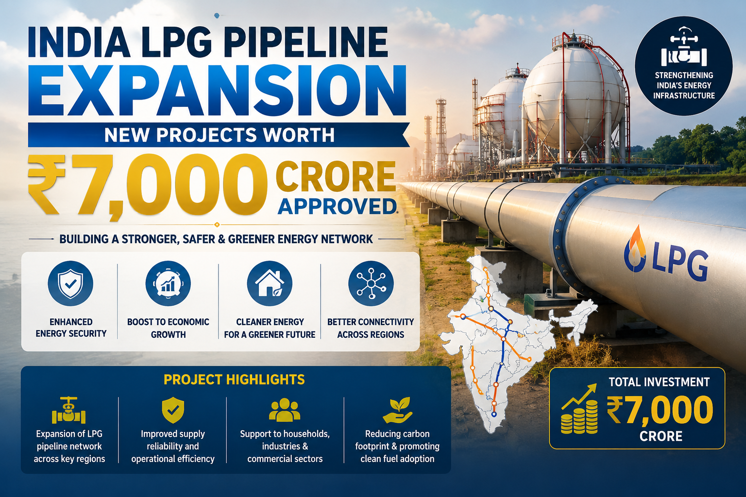 India LPG Pipeline Expansion: Massive 3 New Projects Worth ₹7,000 Crore Approved