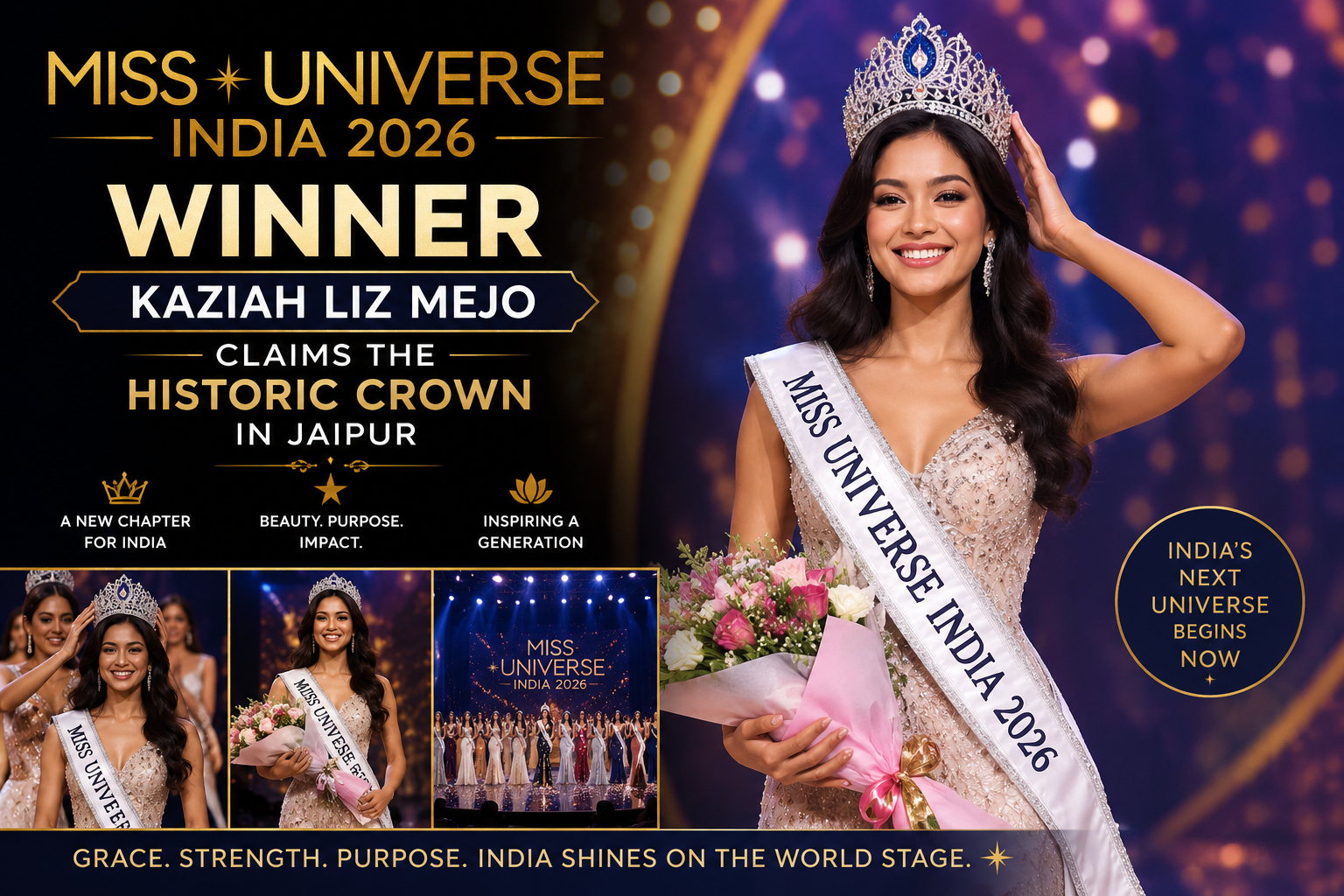 Miss Universe India 2026 Winner Kaziah Liz Mejo Claims the Historic Crown in Jaipur