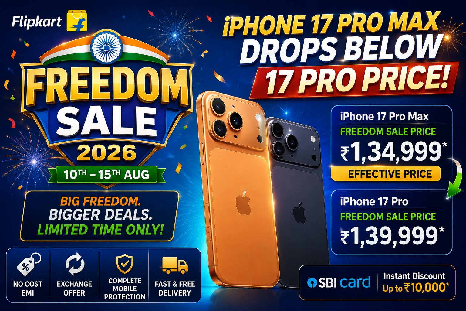 Flipkart Freedom Sale 2026 Deals: iPhone 17 Pro Max Drops Below 17 Pro Price