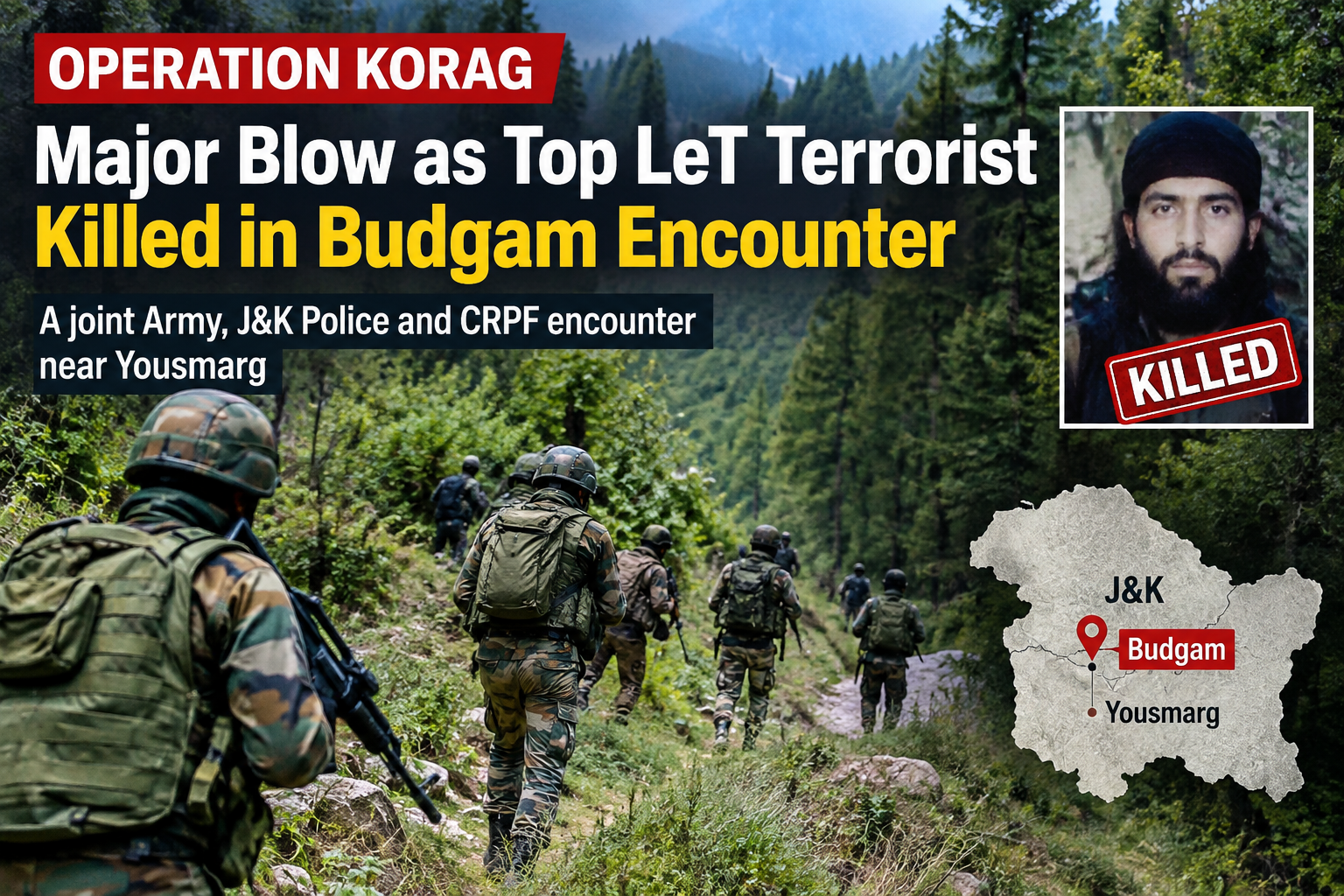 Operation Korag: Major Blow as Top LeT Terrorist Killed in Budgam Encounter